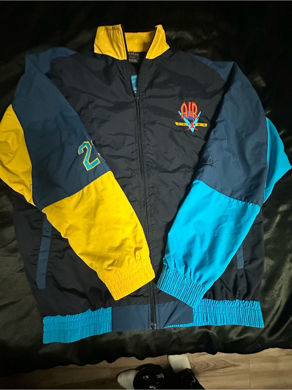 Jordan Multicolor Windbreaker Jacket in Navy, Yellow, Teal